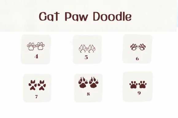Cat Paw Doodle by Ketsarin — Dingbats Font — thumbnail 4