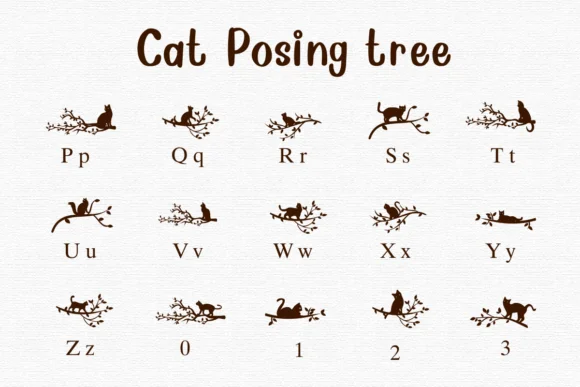 Cat Posting Tree by Nongyao — Dingbats Font — thumbnail 3