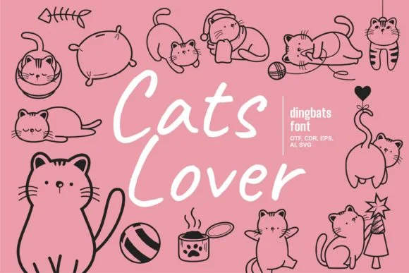 Cats Lover by Onoborgol — Dingbats Font