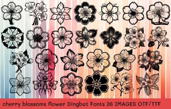 Cherry Blossoms Flower by MOMAT THIRTYONE — Dingbats Font
