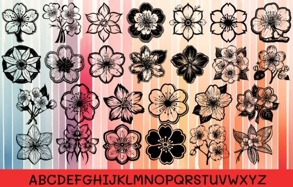 Cherry Blossoms Flower by MOMAT THIRTYONE — Dingbats Font — thumbnail 2