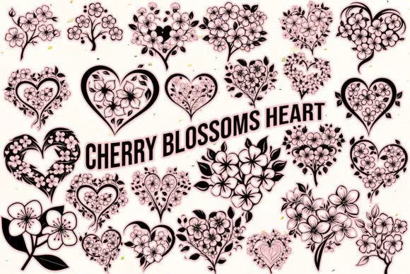 Cherry Blossoms Heart by MOMAT THIRTYONE — Dingbats Font