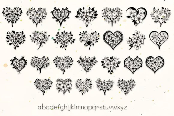Cherry Blossoms Heart by MOMAT THIRTYONE — Dingbats Font — thumbnail 3