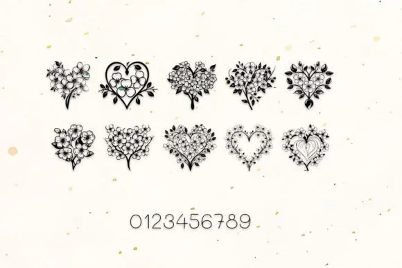 Cherry Blossoms Heart by MOMAT THIRTYONE — Dingbats Font — thumbnail 4