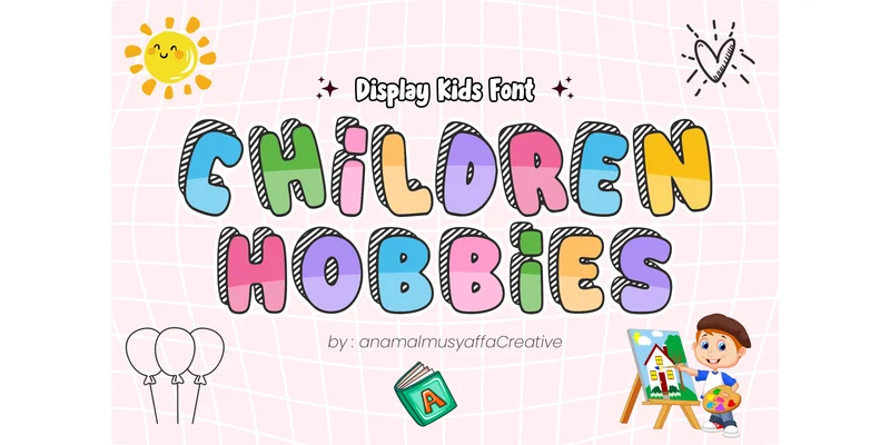 Children Hobbies Font by anamalmusyaffaCreative by anamalmusyaffaCreative — Decorative Font