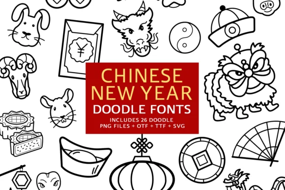 Chinese New Year Doodle by digitalplannerland — Dingbats Font