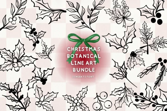 Christmas Botanical Line Art Bundle by Bee piyanuch — Dingbats Font
