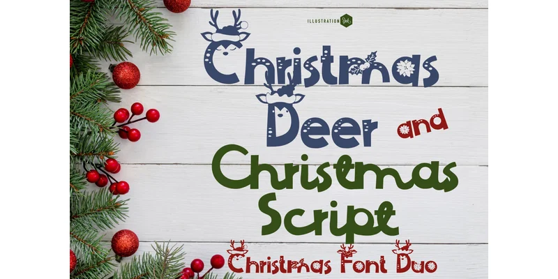Christmas Deer Duo Font by Illustration Ink by Illustration Ink — Decorative Font