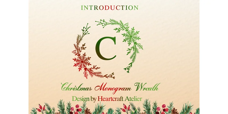 Christmas Monogram Wreath Font by Heartcraft Atelier by Heartcraft Atelier — Decorative Font