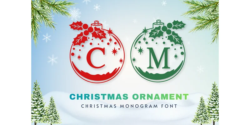 Christmas Ornament Monogram Font by Pui Art by Pui Art — Decorative Font
