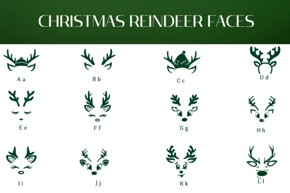 Christmas Reindeer Faces by Heartcraft Atelier — Dingbats Font — thumbnail 2