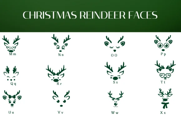 Christmas Reindeer Faces by Heartcraft Atelier — Dingbats Font — thumbnail 3