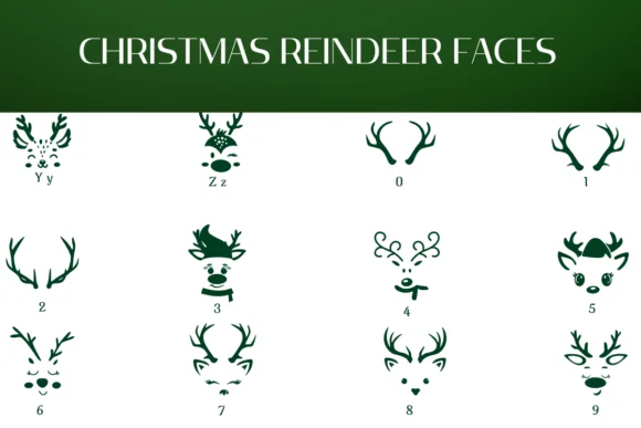 Christmas Reindeer Faces by Heartcraft Atelier — Dingbats Font — thumbnail 4