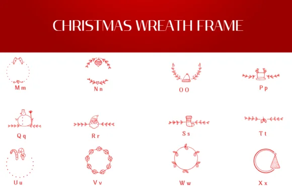 Christmas Wreath Frame by Heartcraft Atelier — Dingbats Font — thumbnail 3