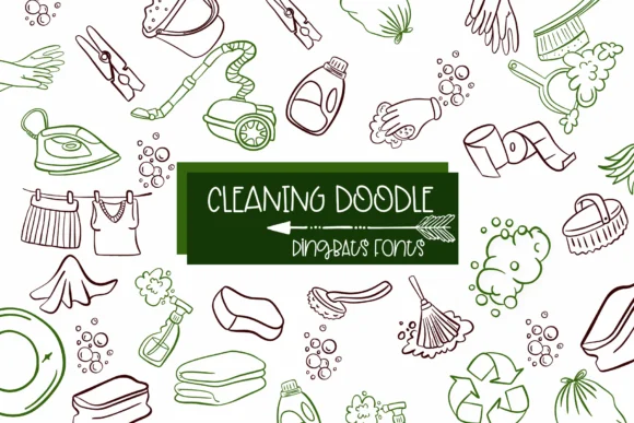 Cleaning Doodle by Sirinart — Dingbats Font