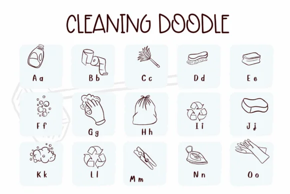 Cleaning Doodle by Sirinart — Dingbats Font — thumbnail 2