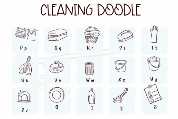 Cleaning Doodle by Sirinart — Dingbats Font — thumbnail 3