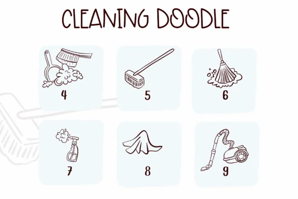 Cleaning Doodle by Sirinart — Dingbats Font — thumbnail 4