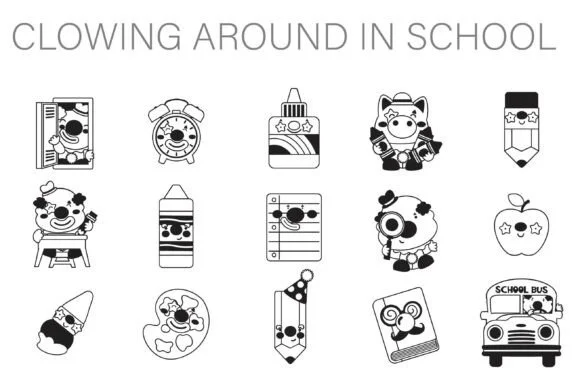 Clowning Around School Dingbats by Illustration Ink — Dingbats Font