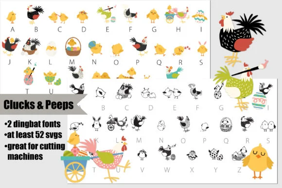 Clucks and Peeps by Illustration Ink — Dingbats Font