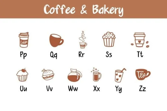 Coffee and Bakery by Pui Art — Dingbats Font — thumbnail 3