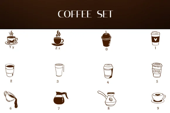 Coffee Set by Heartcraft Atelier — Dingbats Font — thumbnail 4
