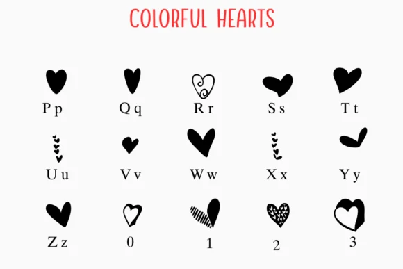 Colorful Hearts by Nongyao — Dingbats Font — thumbnail 3
