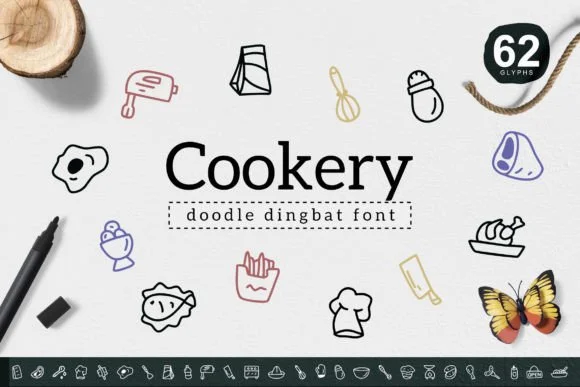 Cookery by YandiDesigns — Dingbats Font
