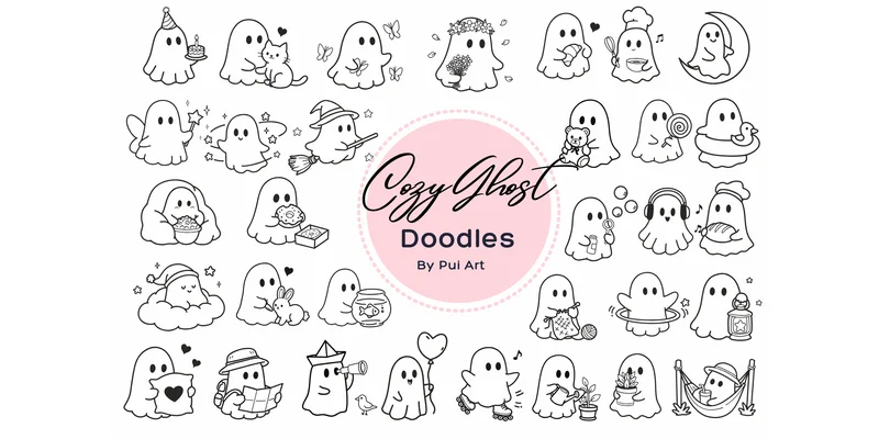 Cozy Ghost Doodles Font by Pui Art by Pui Art — Dingbats Font