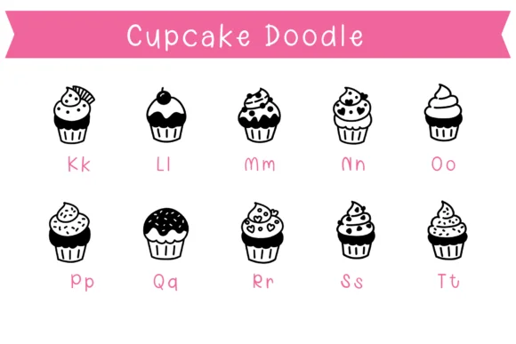 Cupcake Doodle by Pui Art — Dingbats Font — thumbnail 3
