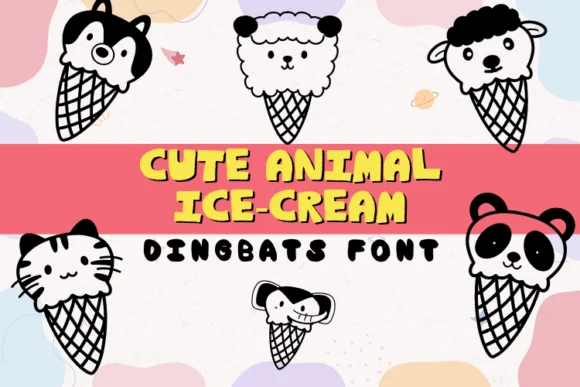 Cute Animal Ice Cream by danita.kukkai — Dingbats Font