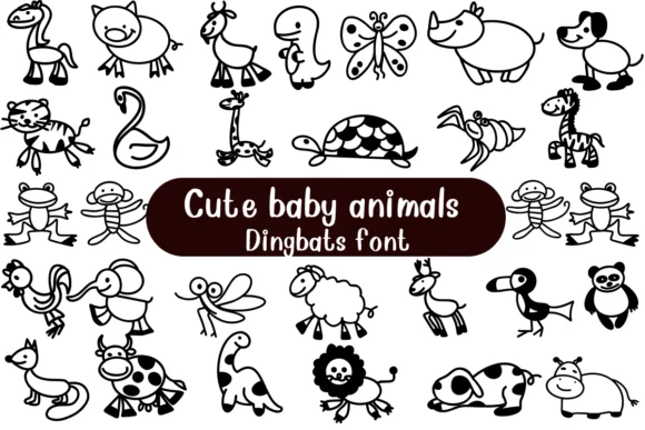 Cute Baby Animals by Nongyao — Dingbats Font