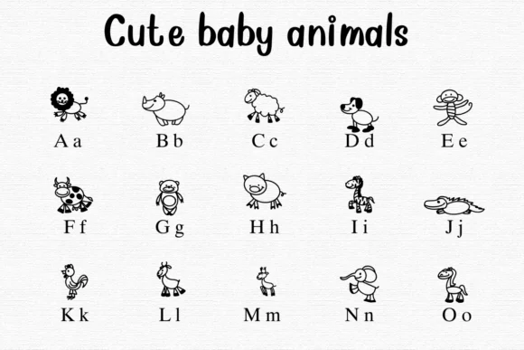 Cute Baby Animals by Nongyao — Dingbats Font — thumbnail 2