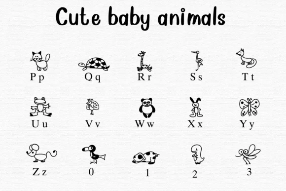 Cute Baby Animals by Nongyao — Dingbats Font — thumbnail 3