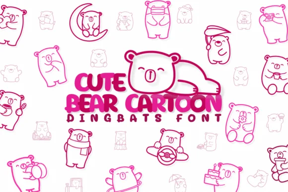 Cute Bear Cartoon by Chonada — Dingbats Font