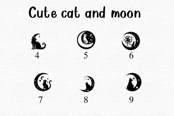 Cute Cat and Moon by Nongyao — Dingbats Font — thumbnail 4