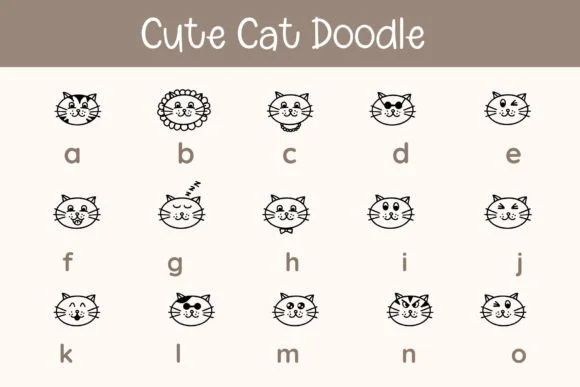 Cute Cat Doodle by Pui Art — Dingbats Font — thumbnail 4