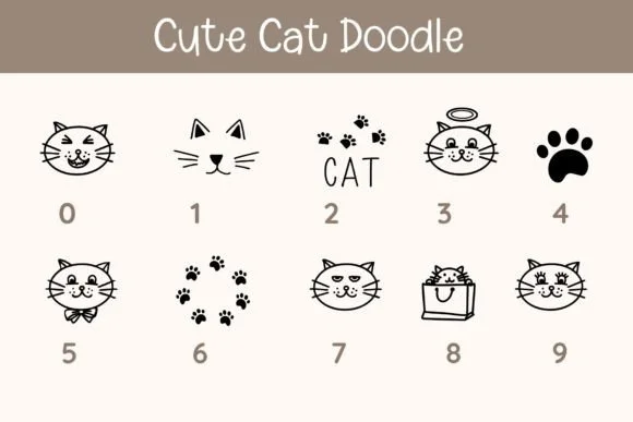 Cute Cat Doodle by Pui Art — Dingbats Font — thumbnail 6