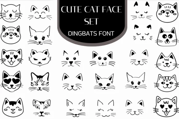 Cute Cat Face Set by Heartcraft Atelier — Dingbats Font