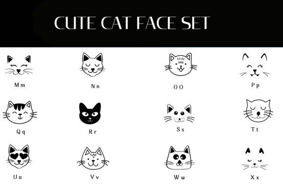 Cute Cat Face Set by Heartcraft Atelier — Dingbats Font — thumbnail 3