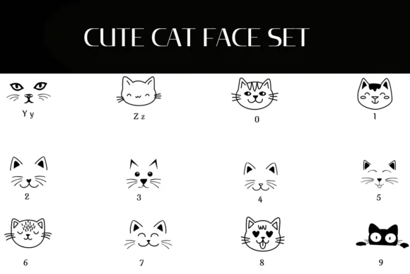 Cute Cat Face Set by Heartcraft Atelier — Dingbats Font — thumbnail 4