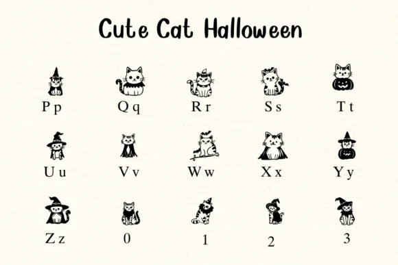 Cute Cat Halloween by Nongyao — Dingbats Font — thumbnail 3