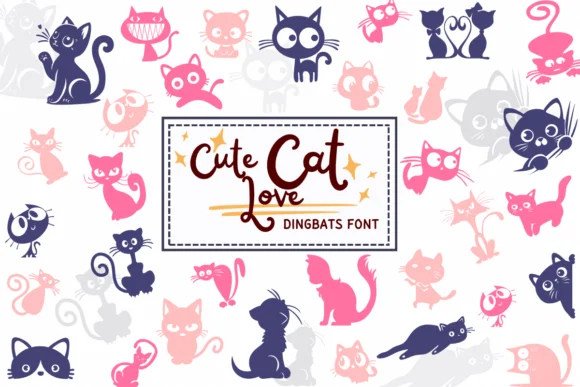 Cute Cat Love by PraewDesigns — Dingbats Font
