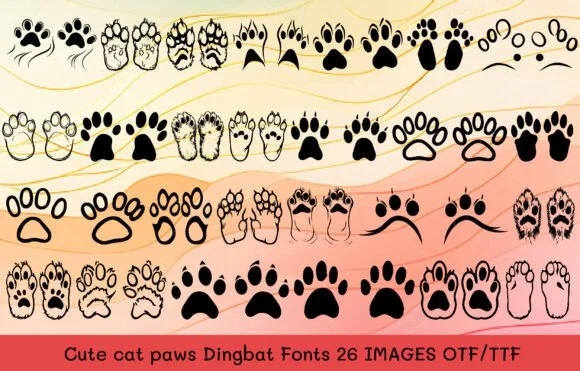 Cute Cat Paws by MOMAT THIRTYONE — Dingbats Font