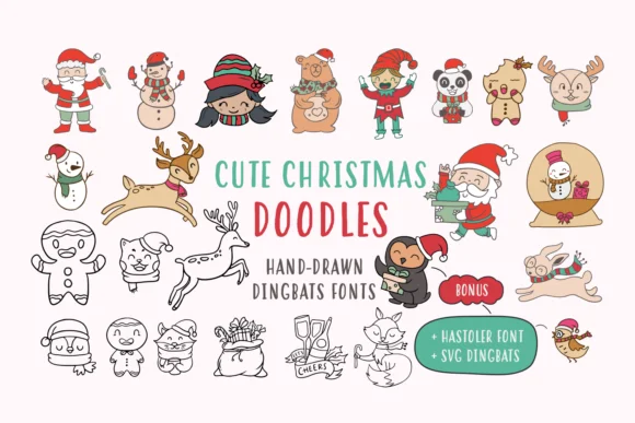 Cute Christmas Doodles by Sewmanygreatdesigns — Dingbats Font