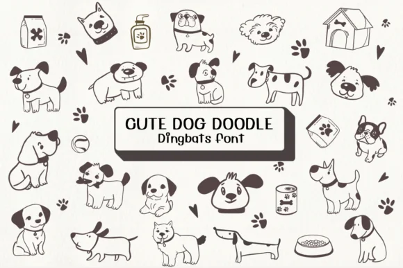 Cute Dog Doodle by Ketsarin — Dingbats Font