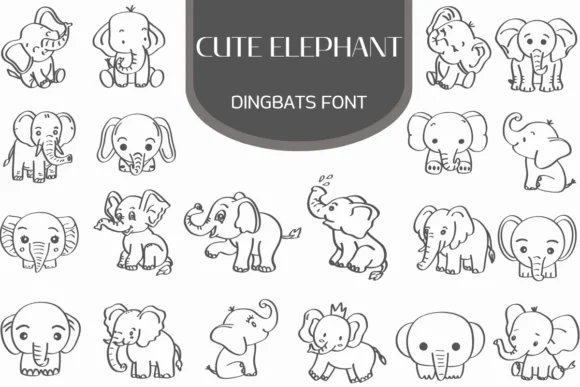 Cute Eelphant by Heartcraft Atelier — Dingbats Font