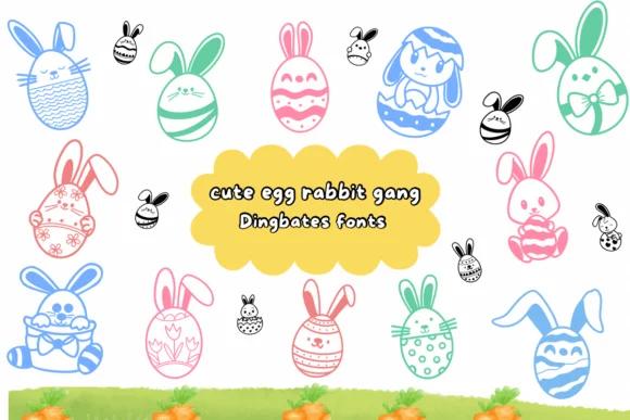 Cute Egg Rabbit Gang by Natchuta — Dingbats Font
