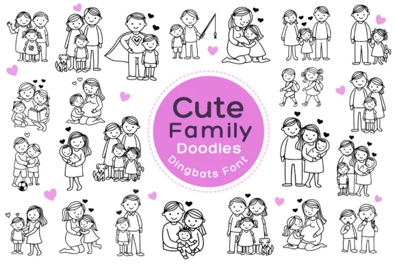 Cute Family Doodles by Pui Art — Dingbats Font