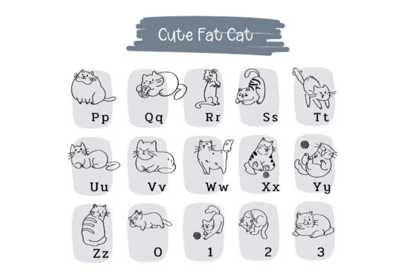 Cute Fat Cat by Pui Art — Dingbats Font — thumbnail 3